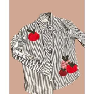 Upcycled Medium Striped Tomato Button Down